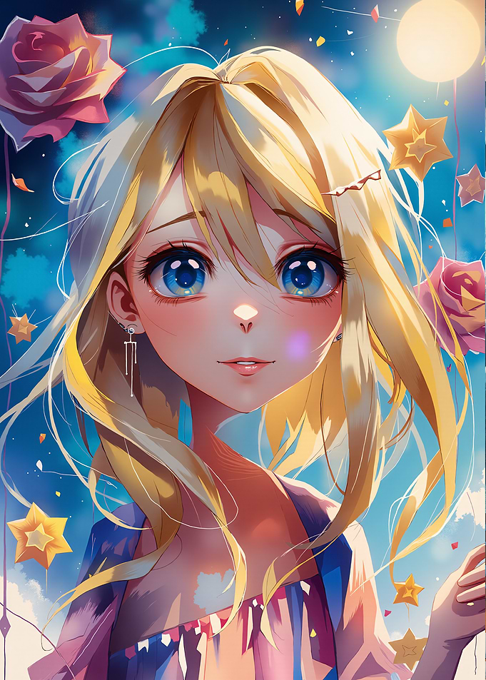 Anime Girl with Blue Eyes and Blonde Hair