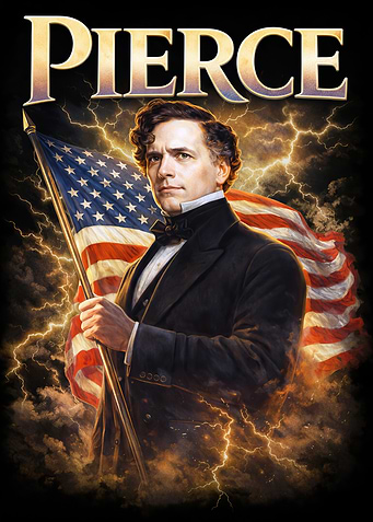 Franklin Pierce – U.S. President Patriotic American Flag Portrait Wall Art