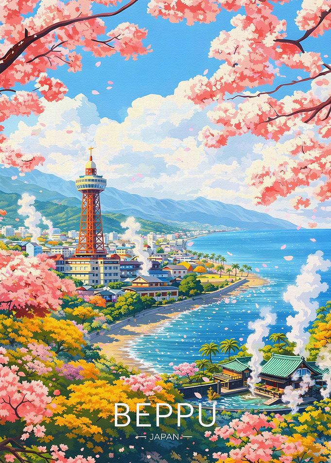 Beppu, Japan Cherry Blossom Scenery