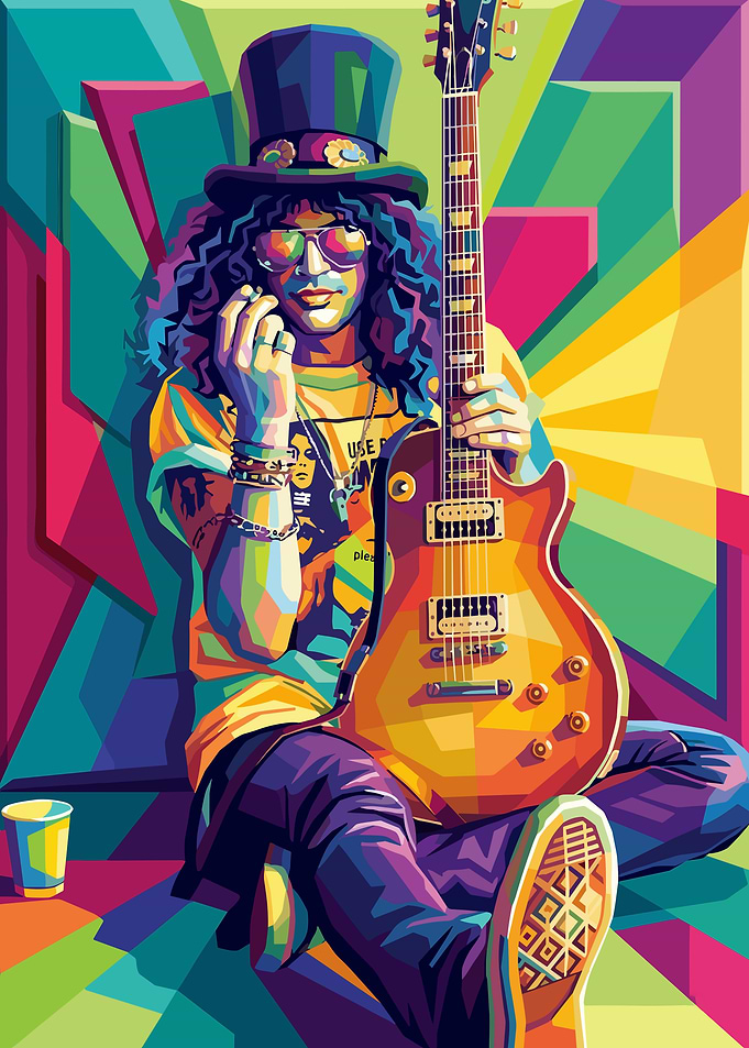 Slash with Guitar Pop Art