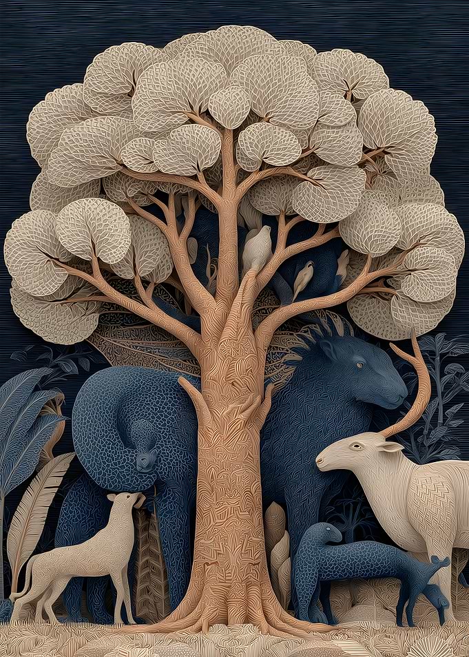 Mythical Creatures Under a Tree