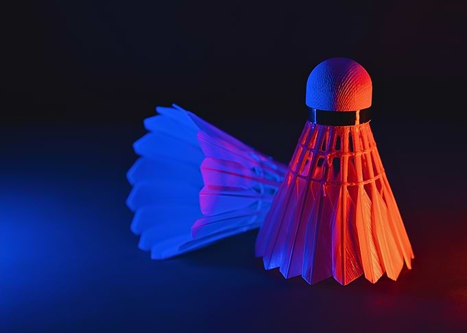 Badminton shuttlecocks with colored lighting