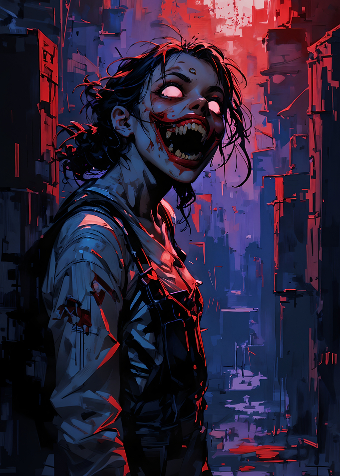 Creepy Zombie Woman in City