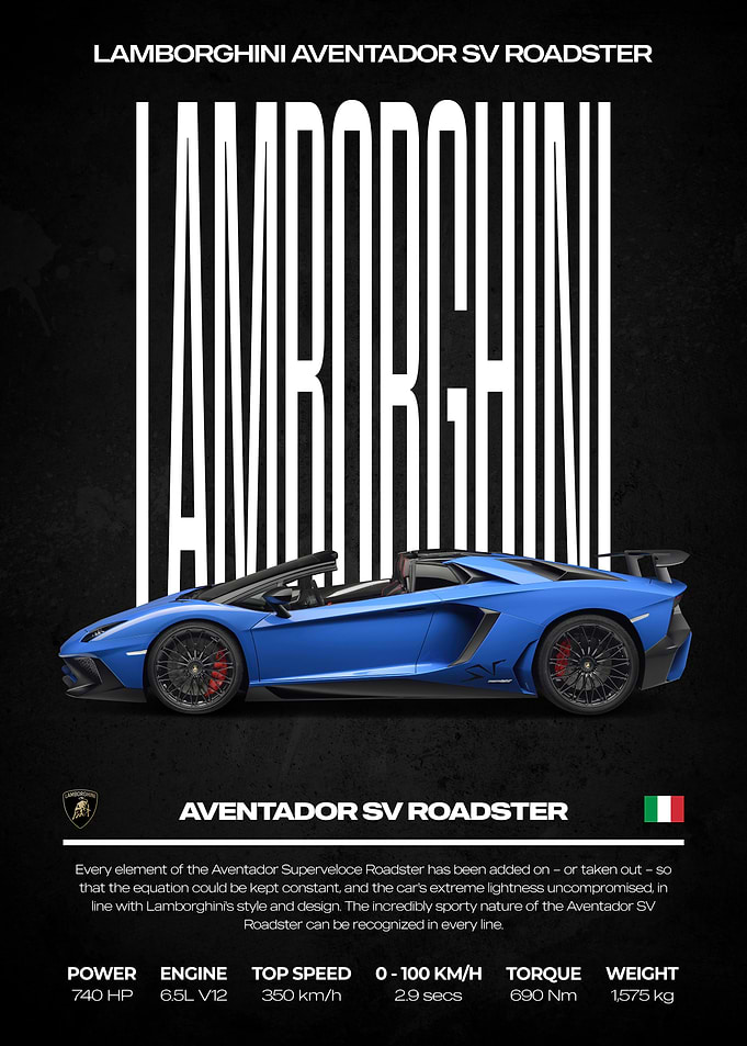 Lamborghini Aventador SV Roadster Poster