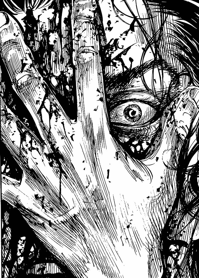 Horror Manga Close-up of Eye