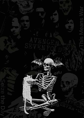 Skeleton with Bat Wings and Cat