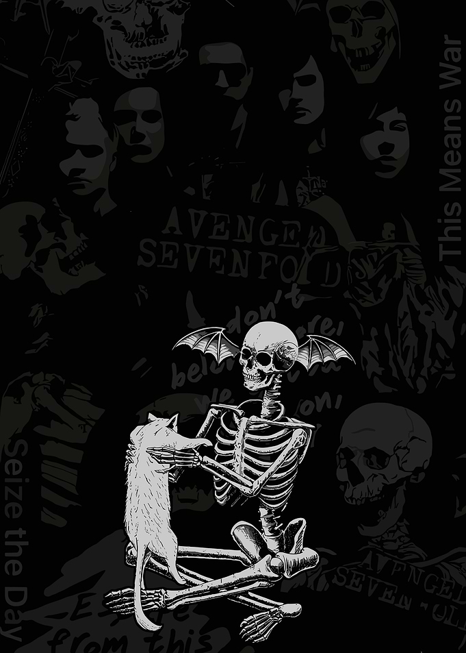 Skeleton with Bat Wings and Cat