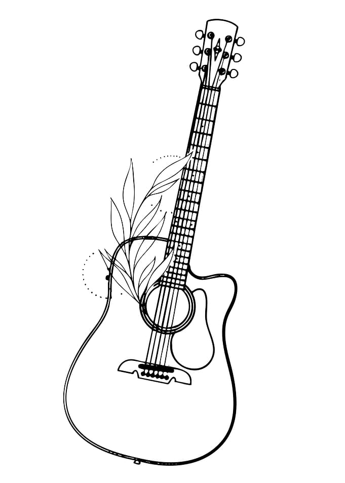 Acoustic Guitar with Floral Elements