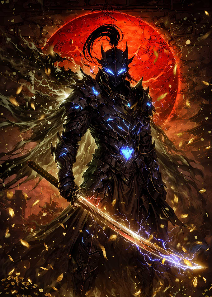 Dark Warrior with Glowing Katana