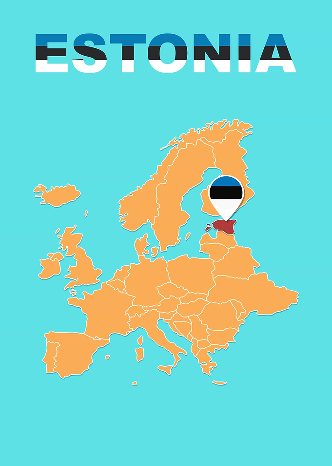Map of Estonia in Europe