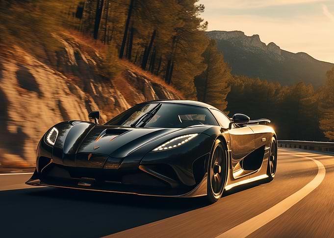 Koenigsegg on mountain road