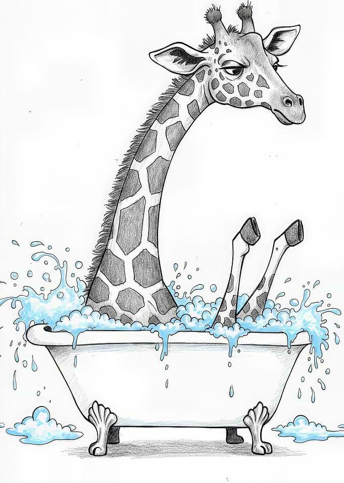 Giraffe in a Bathtub