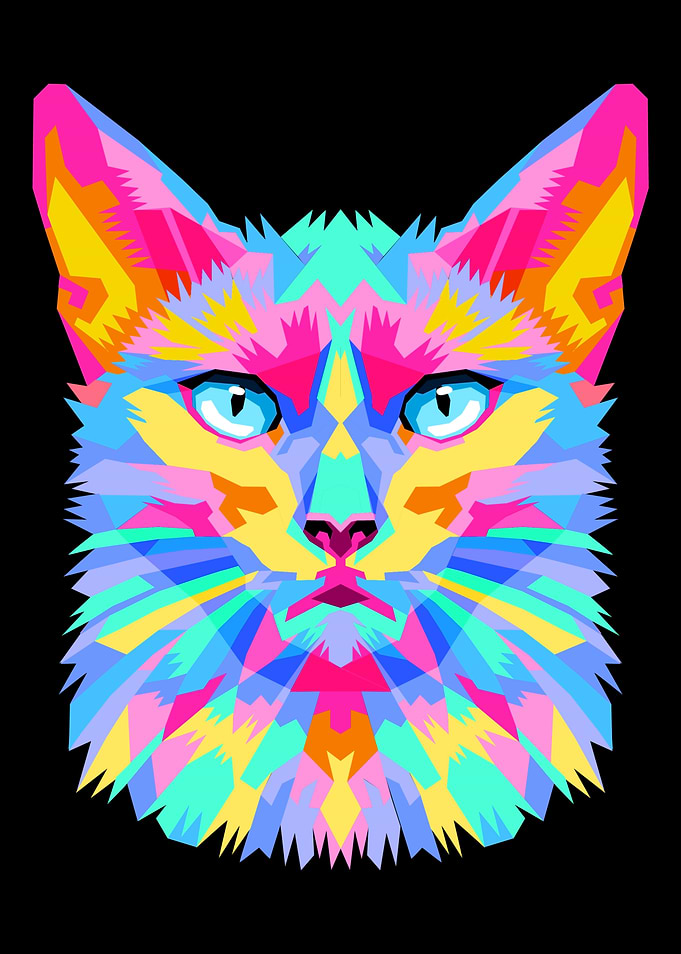 Colorful Geometric Cat Portrait