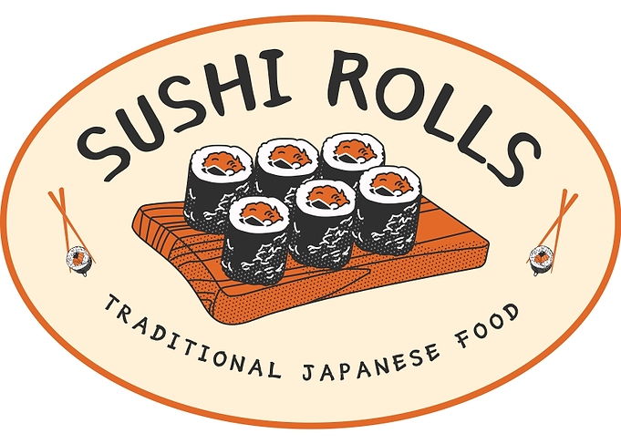 Sushi Rolls Traditional Japanese Food Logo