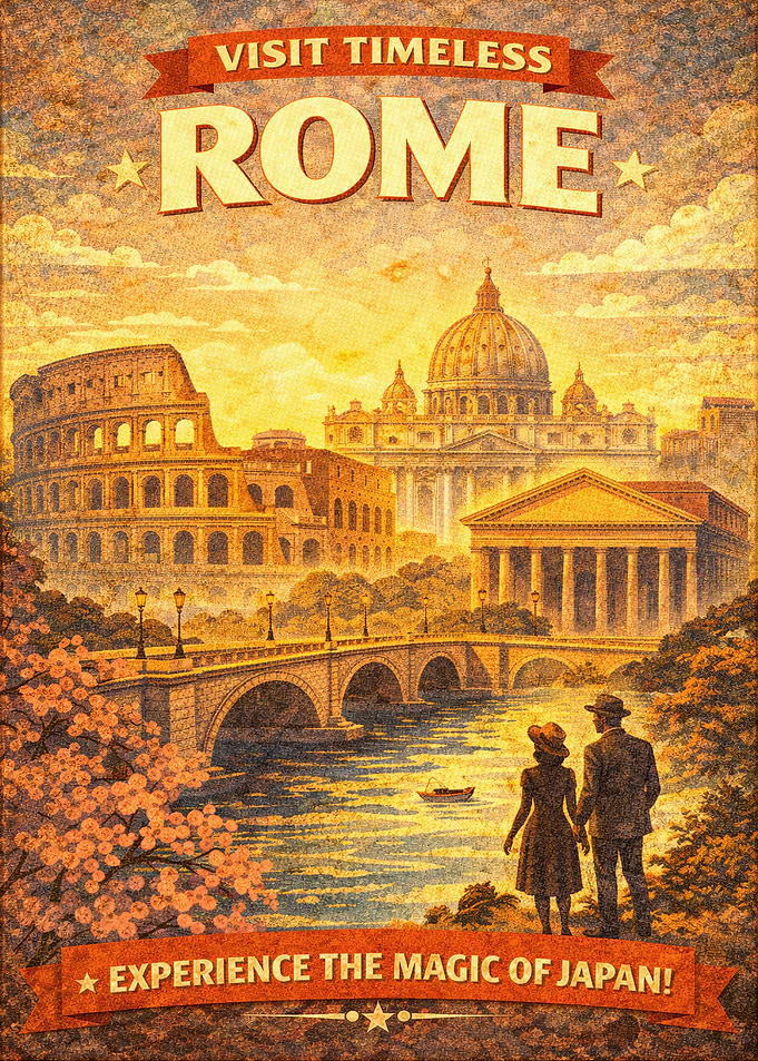 Visit Timeless Rome Vintage Poster