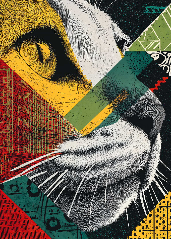 Abstract Geometric Cat Face Art