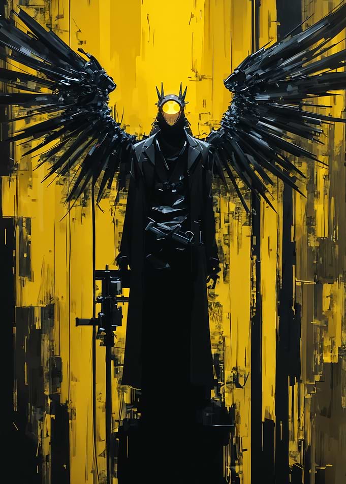 Dark Angel with Black Wings