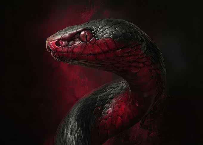 Menacing Black And Red Snake