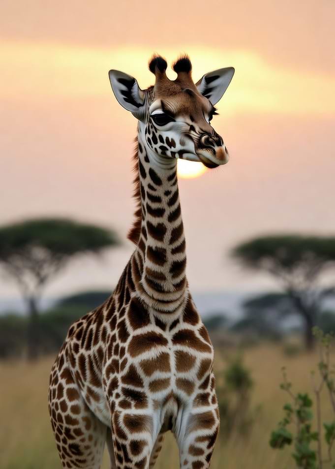 Baby Giraffe at Sunset
