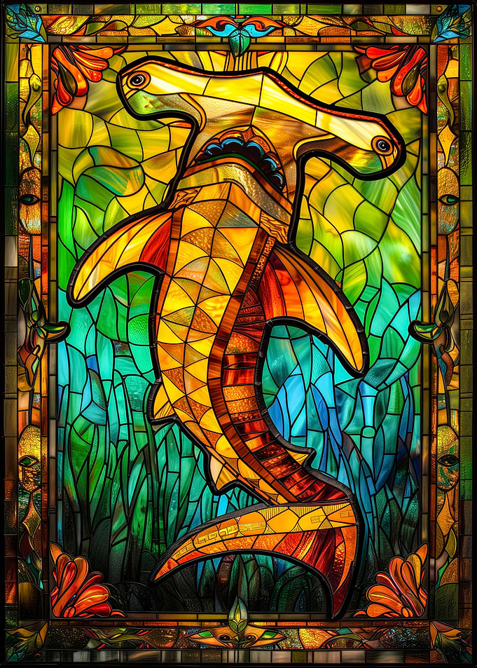 Stained Glass Hammerhead Shark