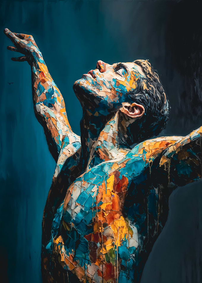 Textured Male Figure Mosaic Painting