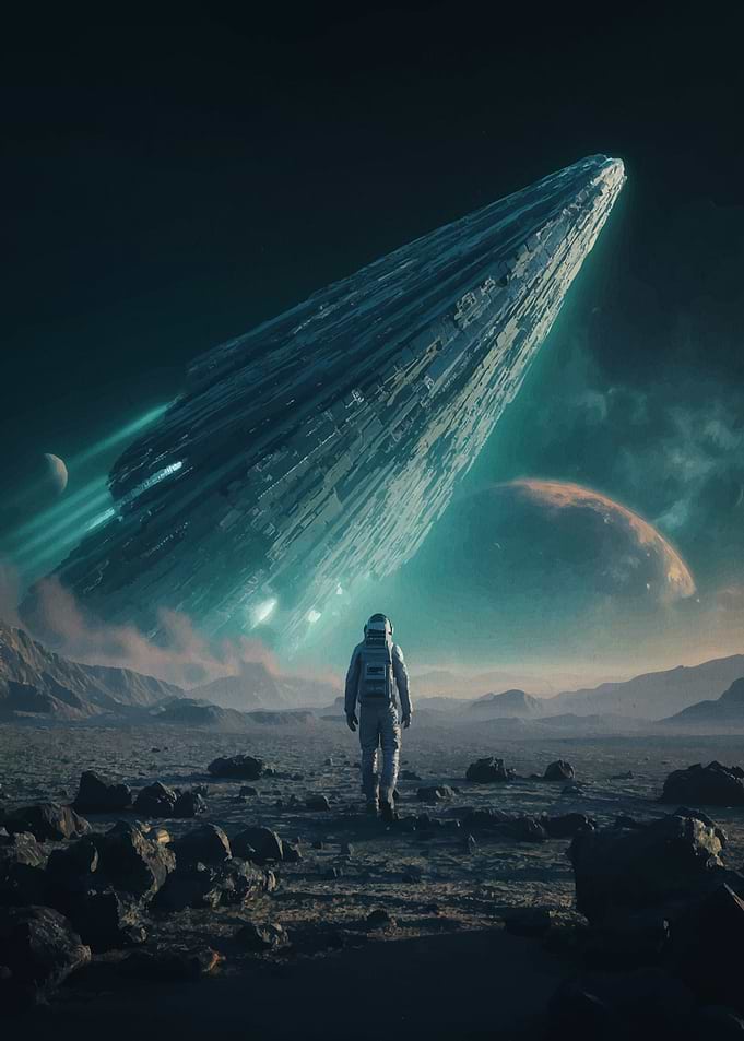 Astronaut encounters alien spacecraft