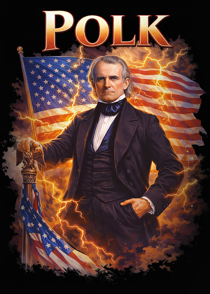 James K. Polk – U.S. President Patriotic American Flag Portrait Wall Art