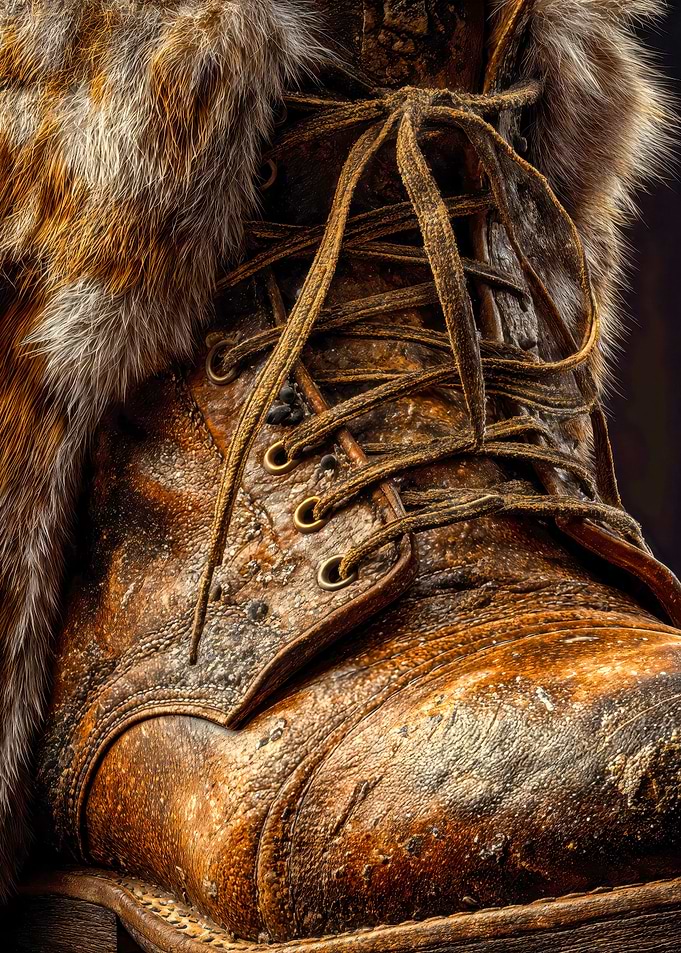 Vintage Rugged Leather Fur Boot