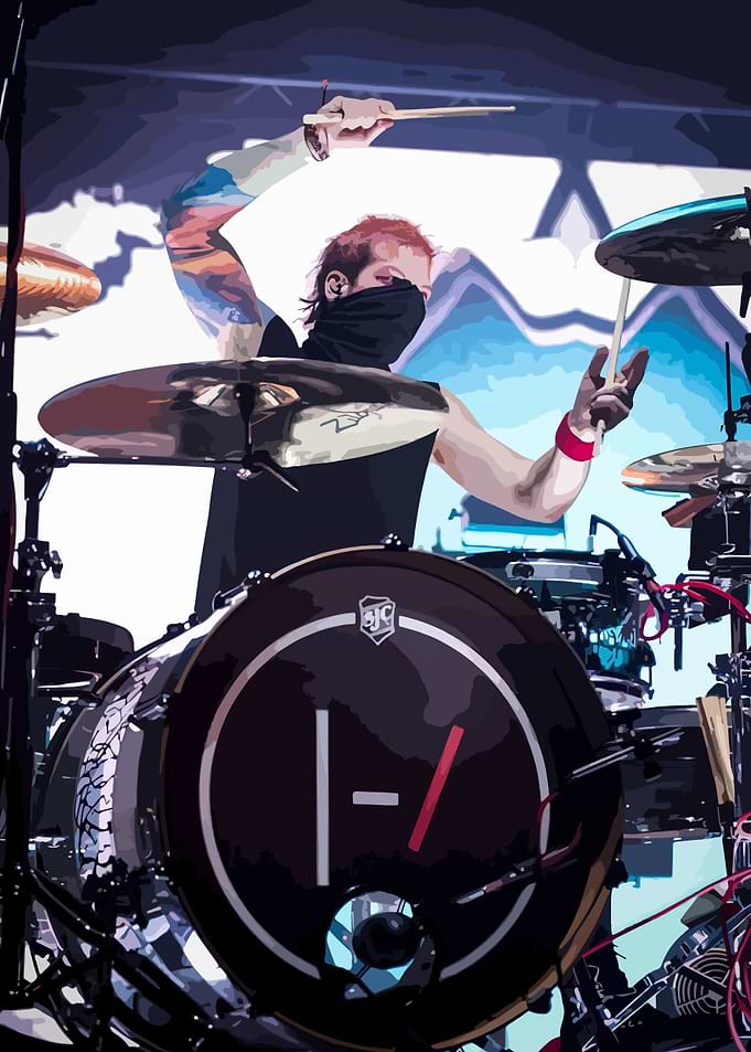 Drummer with Mask and Tattoos