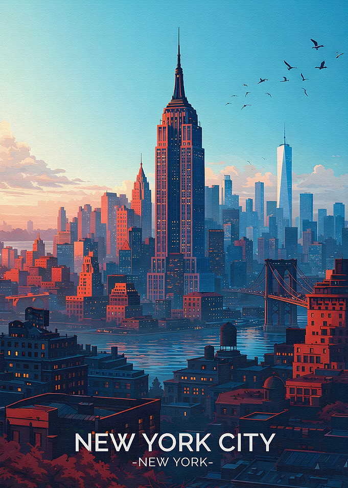 New York City Skyline at Sunset