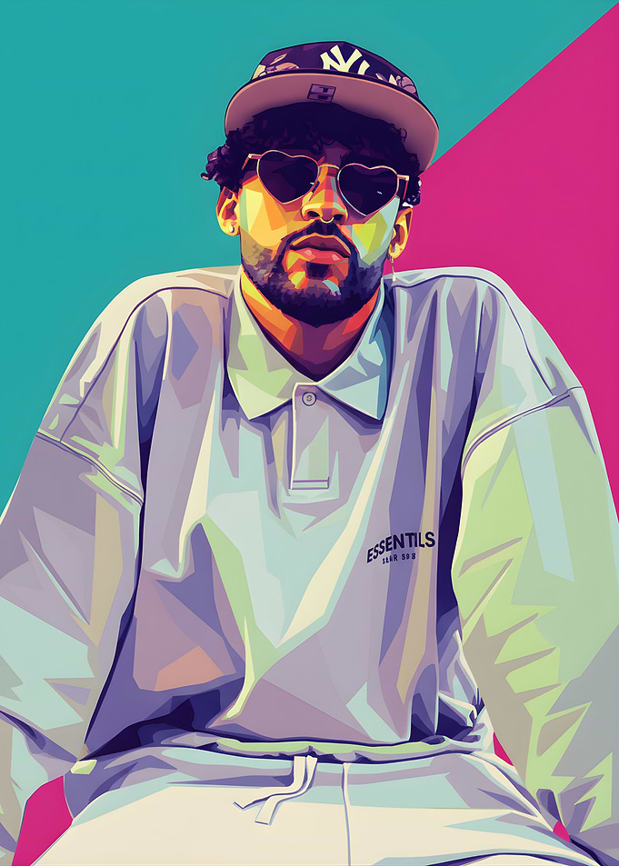 Bad Bunny Pop Art Portrait