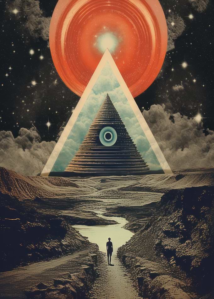 Surreal Cosmic Pyramid Landscape