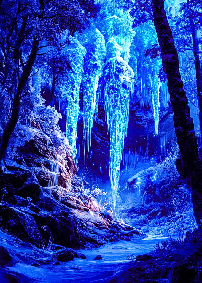 Enchanted Winter Forest with Icicles