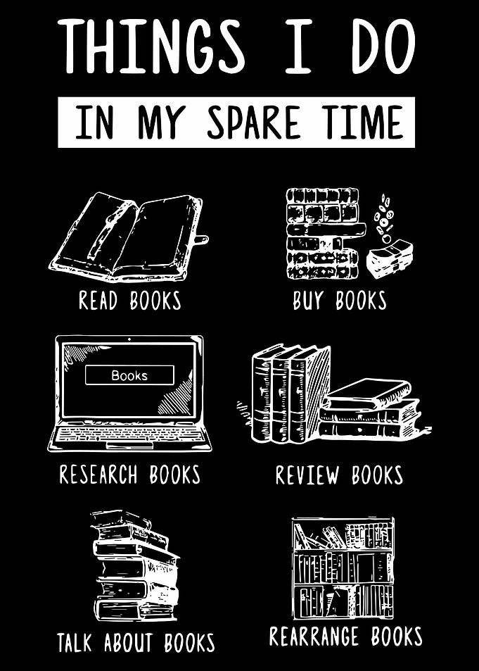 Things I Do In My Spare Time Poster, Funny Book Lover Reading Wall Art Print