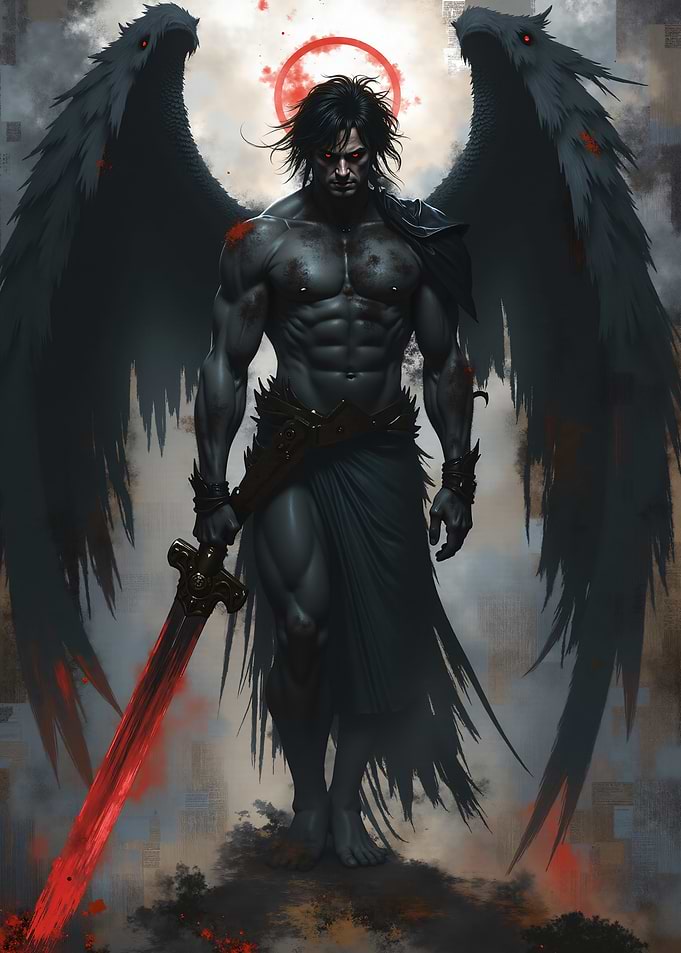Dark Angel with Bloody Sword