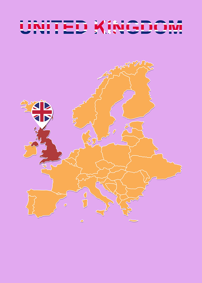 United Kingdom Map on Europe