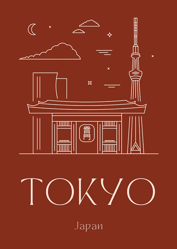 Tokyo Skyline Line Art