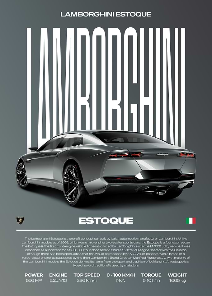 Lamborghini Estoque Concept Car Poster
