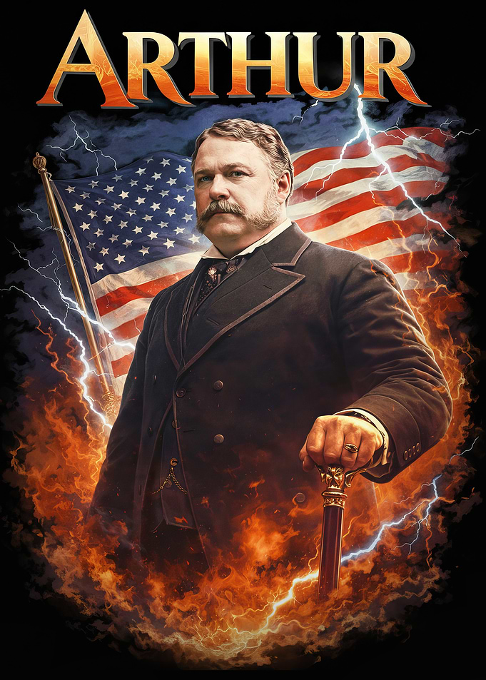 Chester A. Arthur – U.S. President Patriotic American Flag Portrait Wall Art