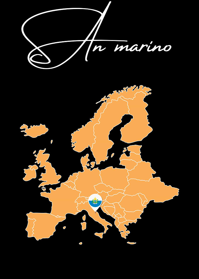 Map of Europe highlighting San Marino
