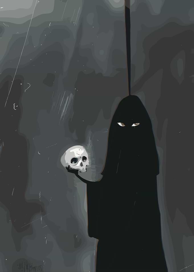 Grim Reaper Holding a Skull