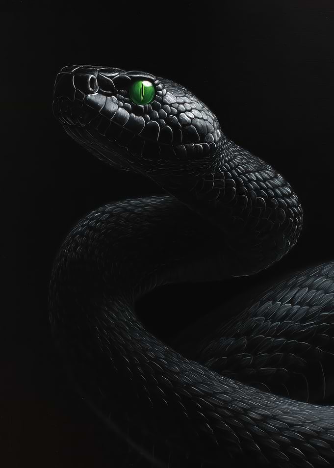 Black Snake with Green Eyes