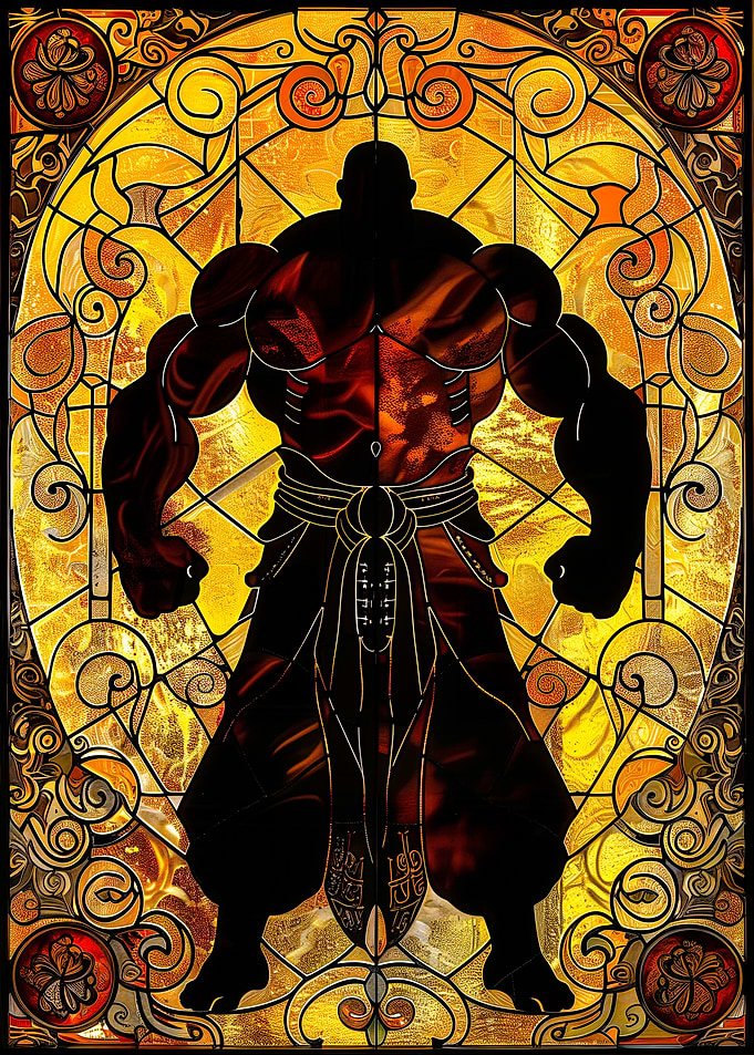 Stained Glass Sumo Wrestler