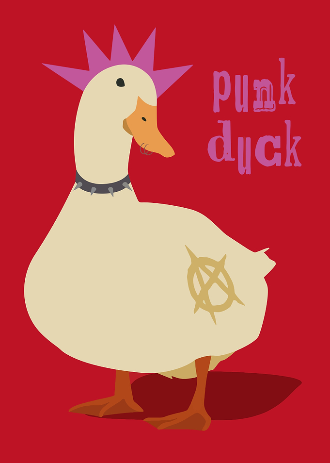 Punk Duck with Anarchy Symbol