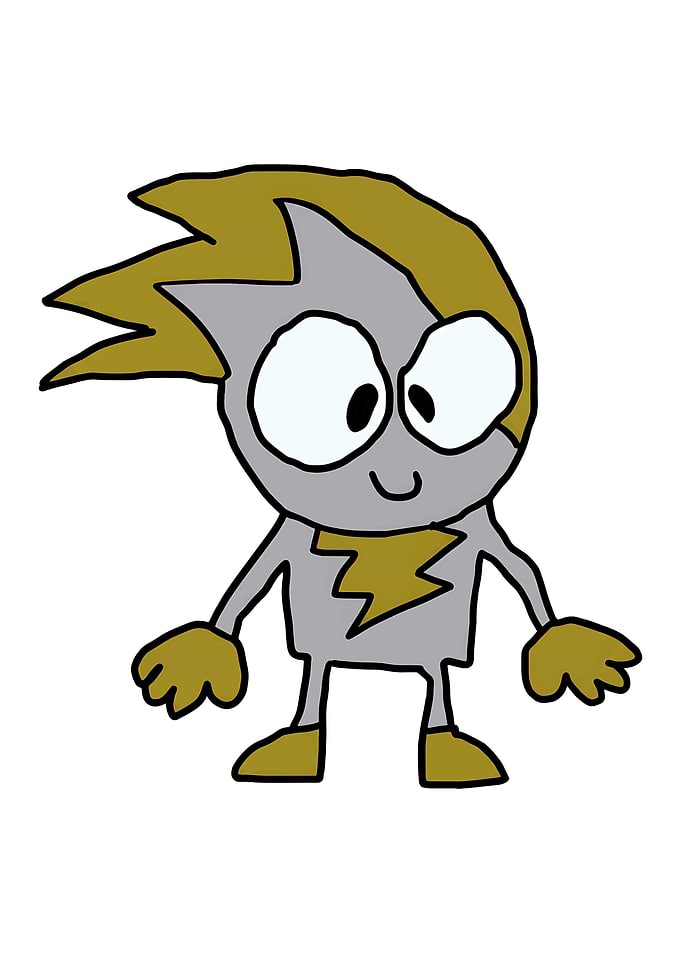 Cute Cartoon Character with Lightning Bolt