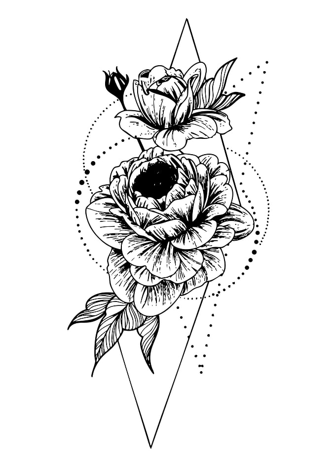 Geometric Floral Tattoo Design