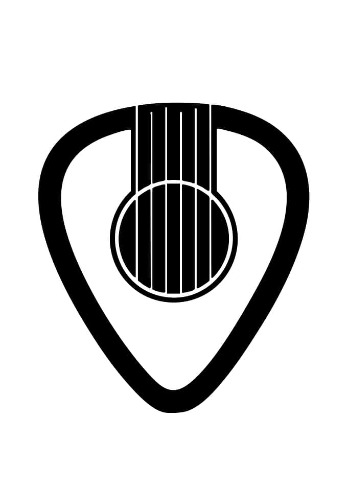 Guitar Pick with Guitar Illustration