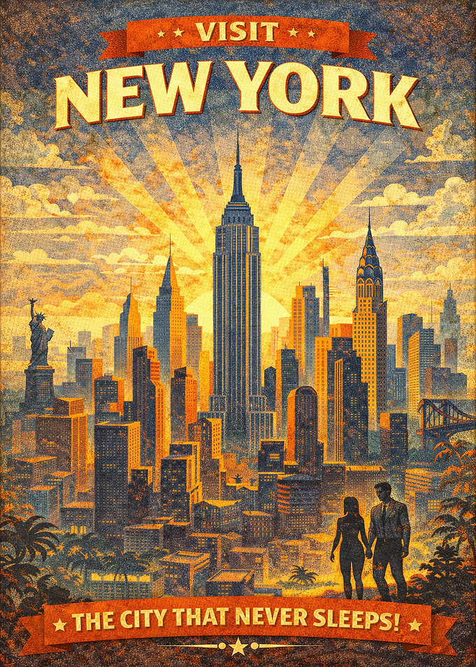 Visit New York City Vintage Poster