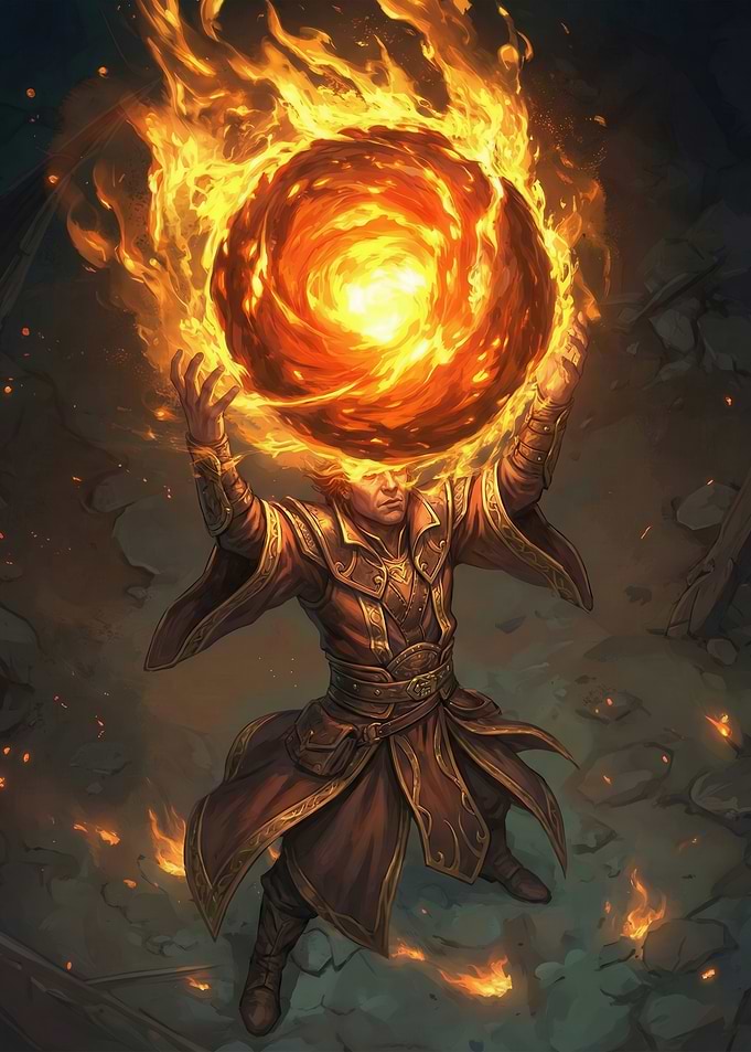 Mage Conjuring a Fireball