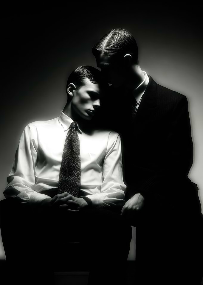 Vintage Black and White Male Couple Portrait